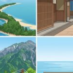 松島、宮島、富士山と湖など日本の美しい景色をイメージした旅の画像
