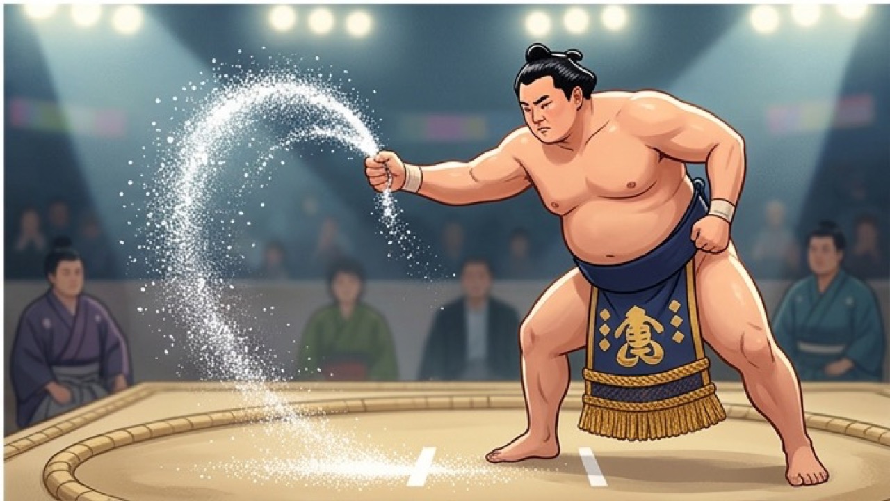 土俵で所作を見せる相撲力士