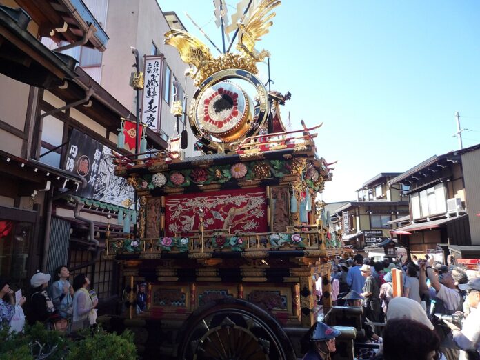 Takayama Festival floats in the streets of Hida-Takayama, Chubu region